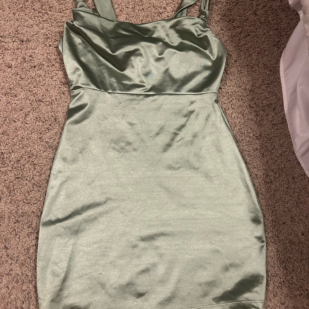 Windsor Green Sheath Mini Dress Square Neck Sleeveless